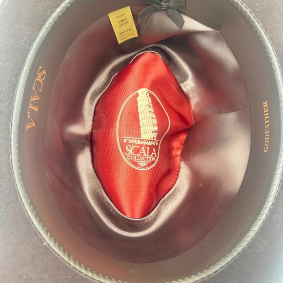 Scala Godfather Fedora Hat Wool Felt Feather Accent Brown - Picture 4 of 7